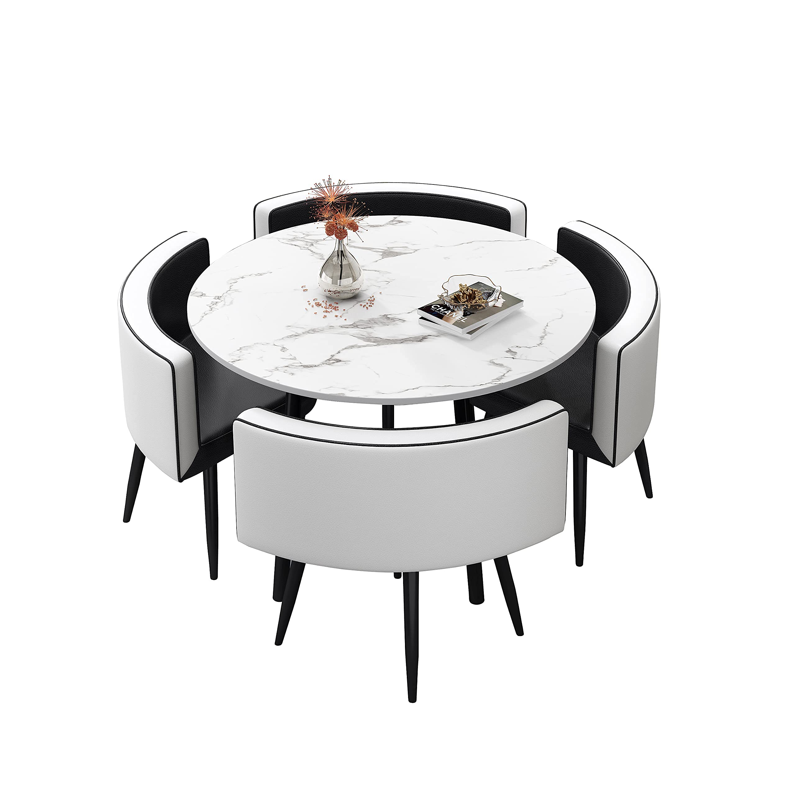 Buy Dining Table Set 35.4" Round Wooden Small Dining Table Set 4