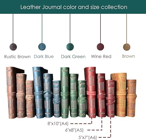 Miniatura 4 de Diario de cuero hecho a mano de 120 hojas de papel con líneas