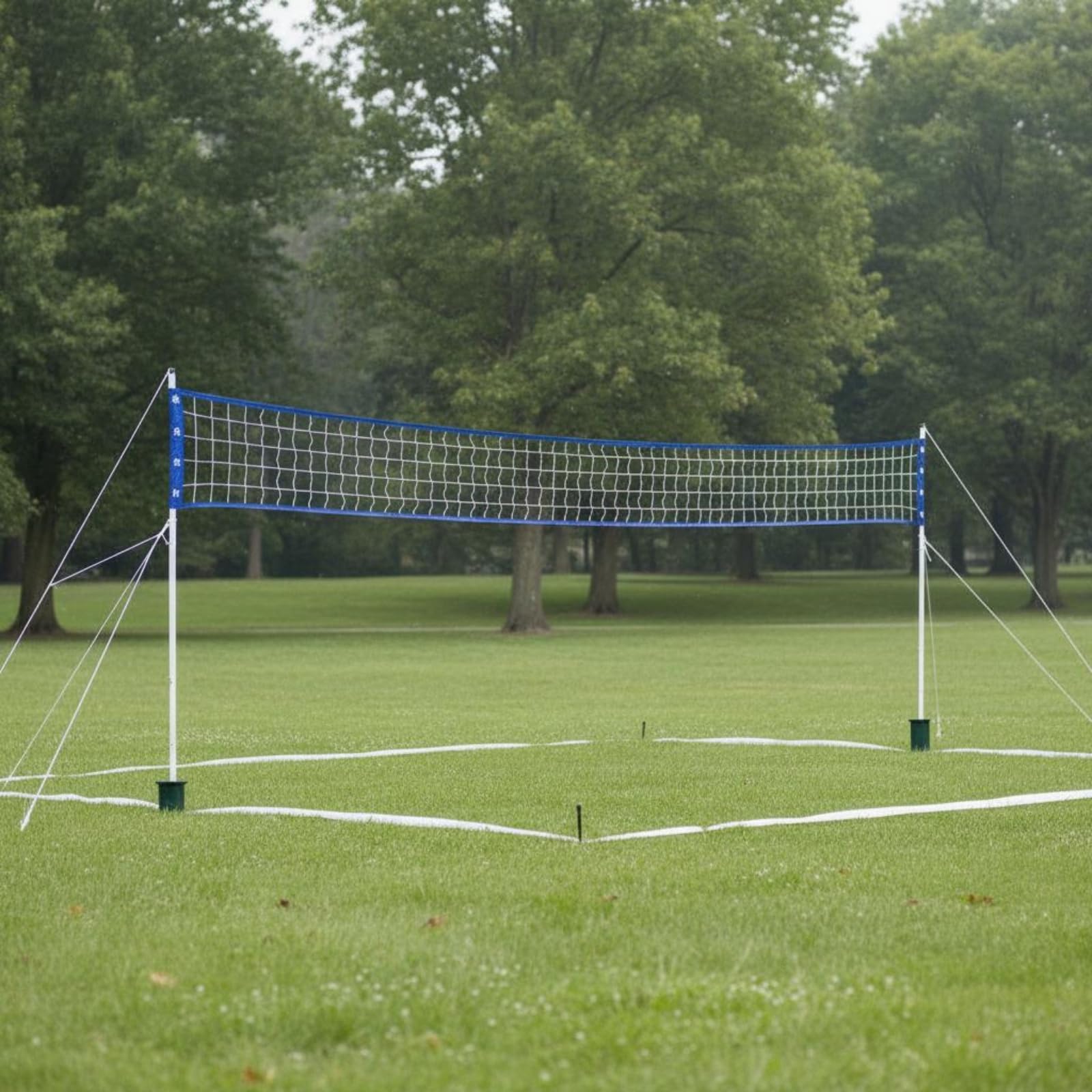 Portable Volleyball Net Filet Réglable Kit Complet avec Perches Ballon Pompe Cordages Piquets et Plaques Stable Matériaux PVC PP Adapté au Plein Air