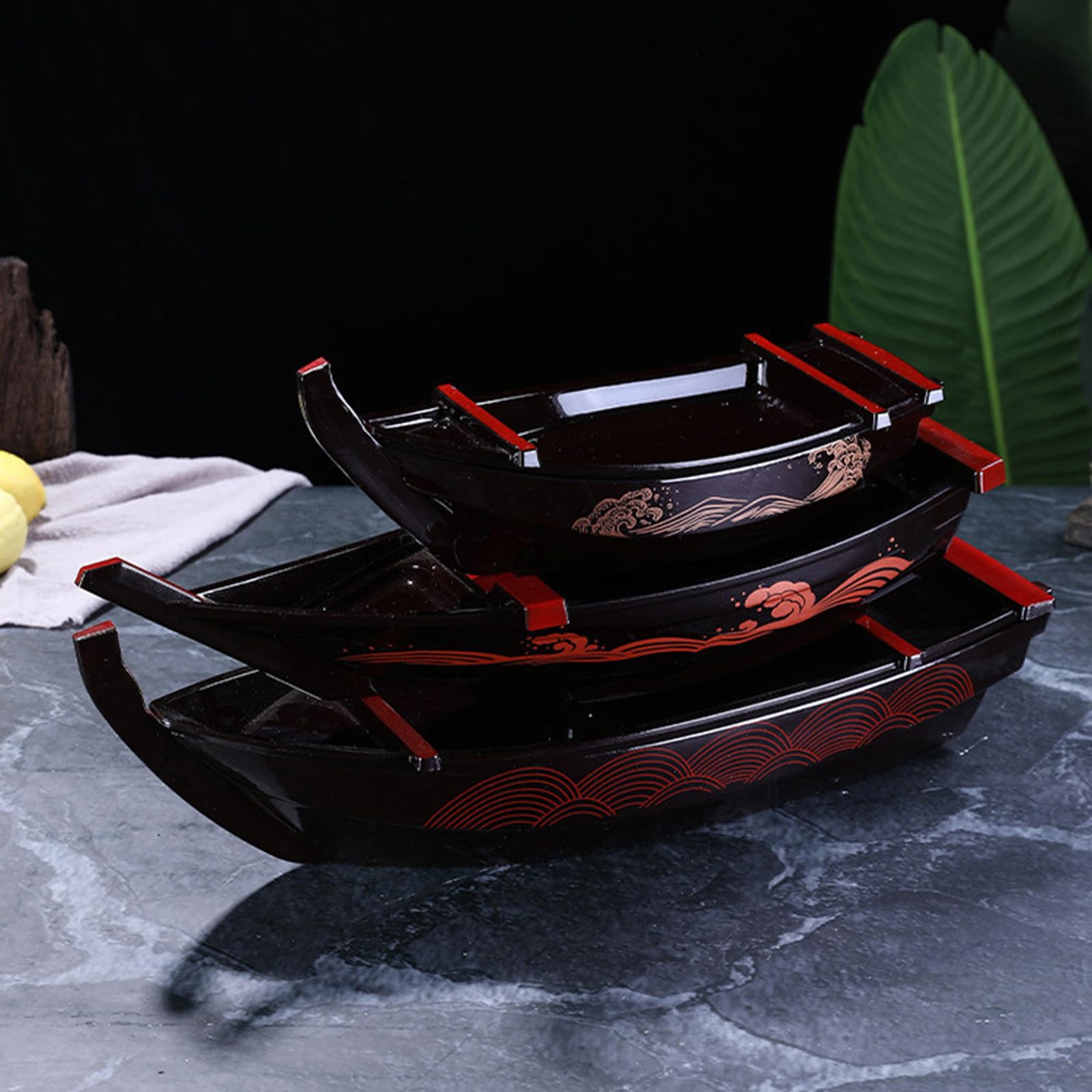 Assiette à sushis en forme de bateau - Plateau de service créatif pour la maison et le restaurant