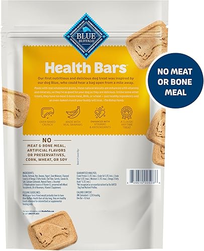 Miniatura 40 de Blue Buffalo Health Bars - Galletas crujientes para perros, horneadas al horno con ingredientes naturales, tocino, huevo y queso, bolsa de 16 onzas