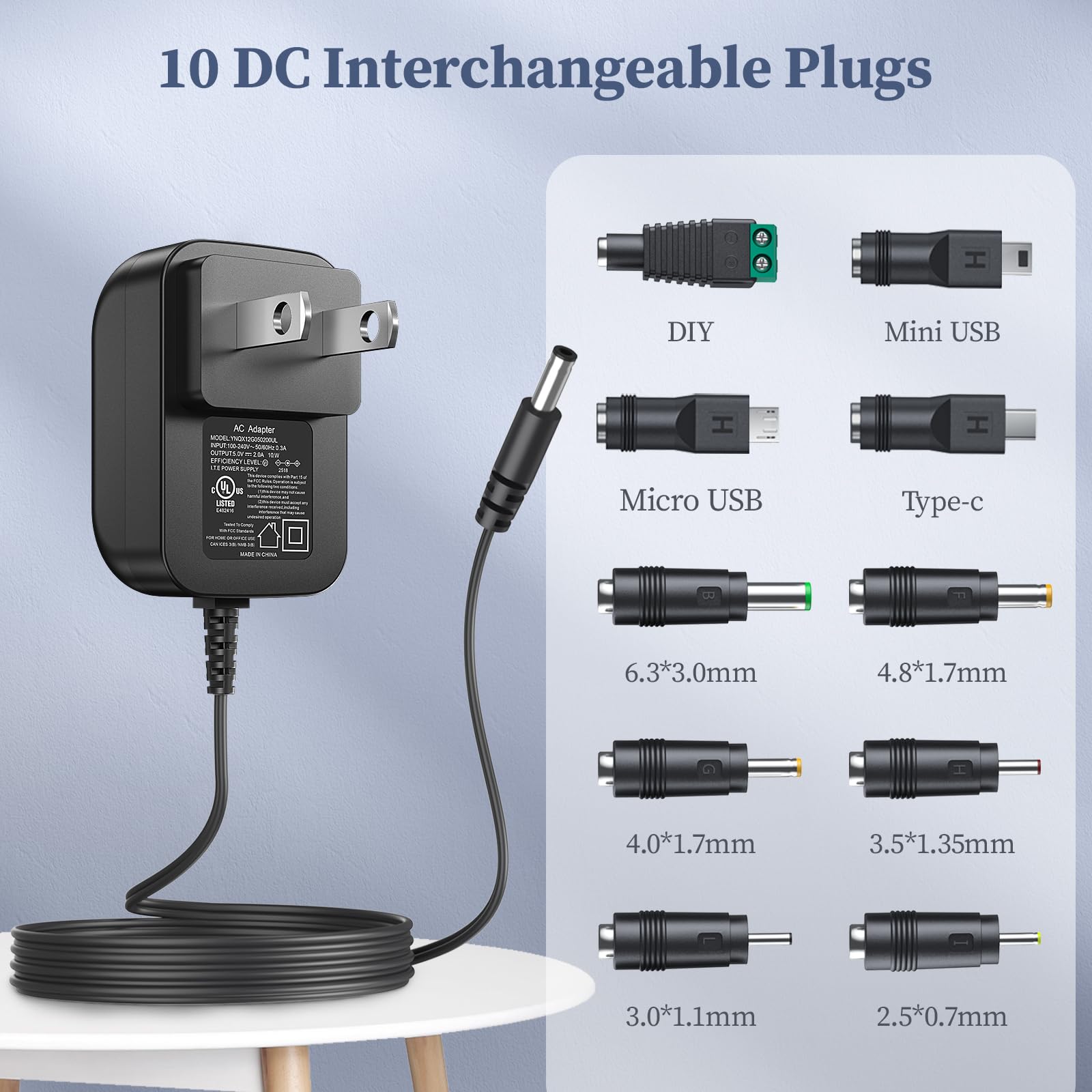 Waste(twice) - YU0505 Amazon.com: 5V 2A Power Supply 2000mA AC Adapter, AC to DC