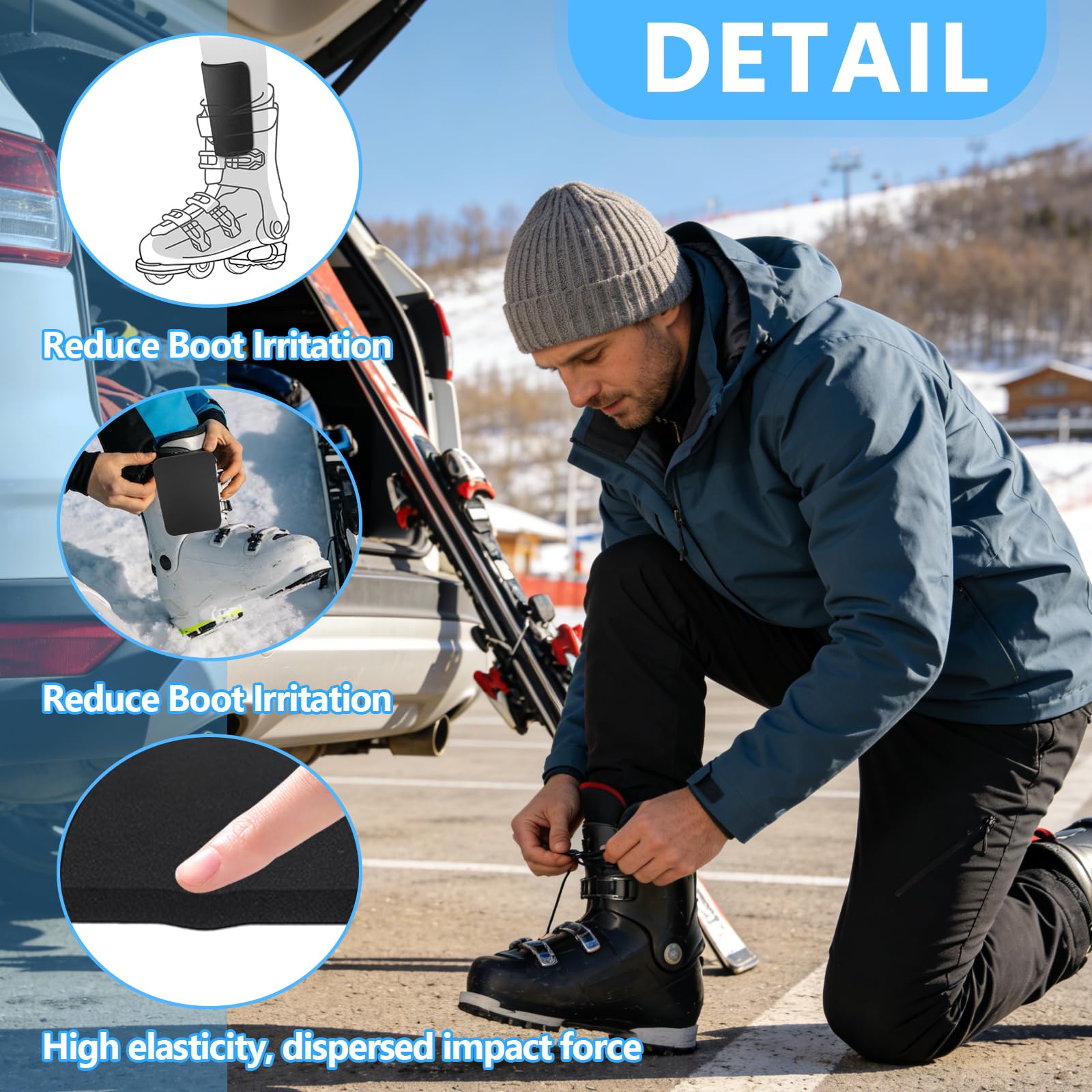 Lot de 4 protège-tibias snowboard en mousse épaisse pour chaussures de ski et snowboard