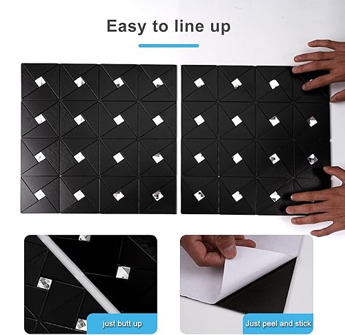 Miniatura 6 de V-MOZZA Azulejo de metal para salpicaduras de pelar y pegar, 10 hojas de azulejos de mosaico de despegar y pegar, molino de viento, rompecabezas de