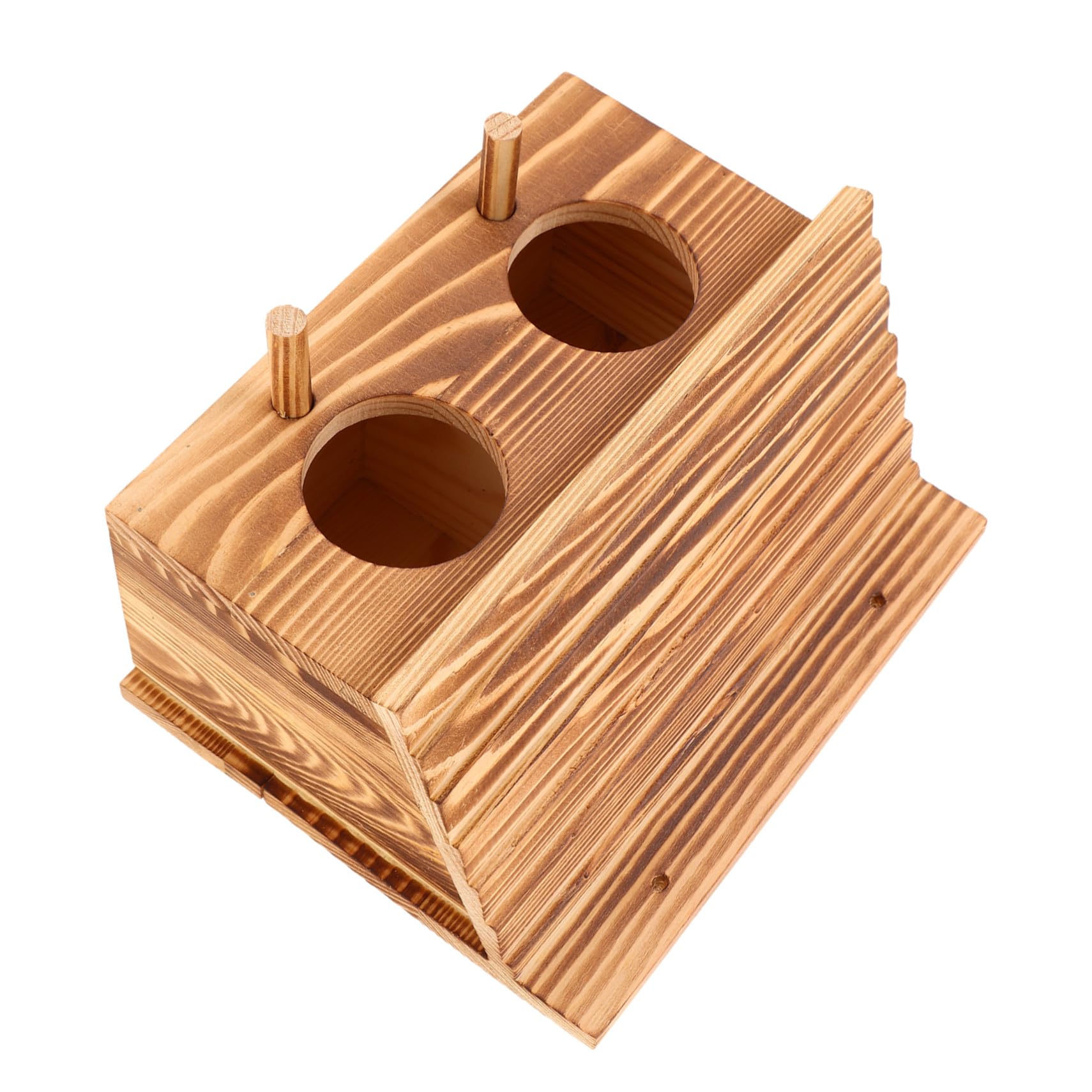 Caja Nido para Pájaros de Madera Maciza Natural Exterior Resistente con Doble Entrada y Perchas Soporte para Cría de y Periquitos Casita para Jardín y Aves Pequeñas