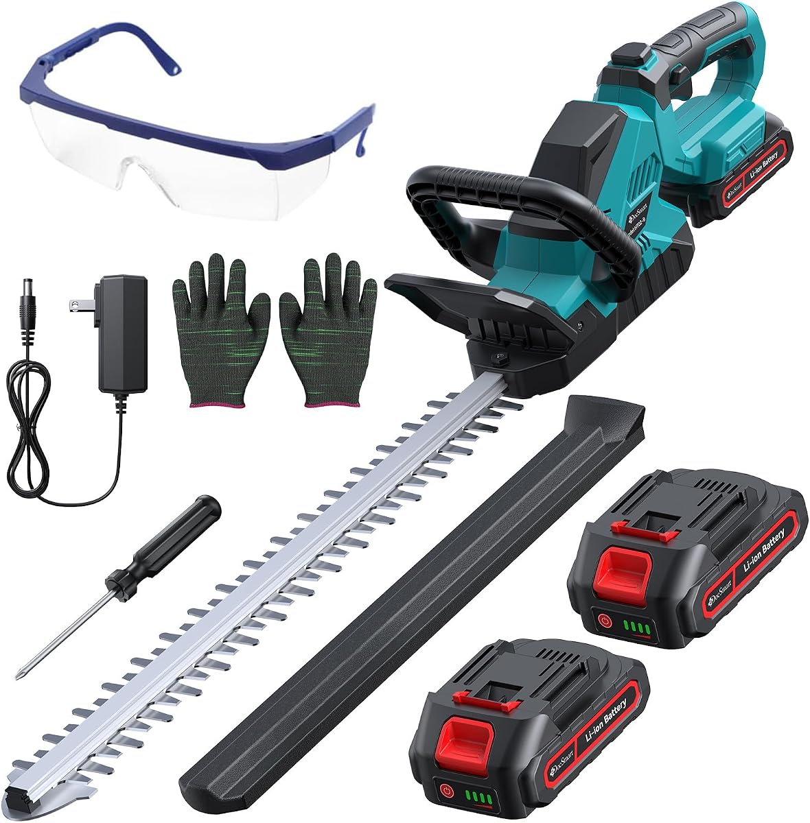 Hedge Trimmers Cordless with Battery, 3000RPM Brushless Motor | Electric Bush Clipper with 2 Pack Batteries, 20'' 180° Rotatable Head, 2/3'' Blade Gap, Gardening Gifts for Men Dad Father