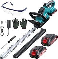 DOCSMART 20" Cordless Hedge Trimmer with 2 Batteries, 3000RPM Motor, 180° Rotating Head, Cuts 2/3" Branches
