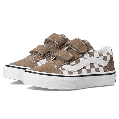 Vans Kids Old Skooltm V (Little Kid) Kids Shoes Color Theory Checkerboard Walnut