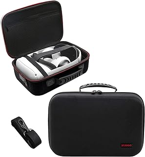 NexiGo Premium Travel Case for Oculus Quest 2, All-in-one Carrying Case for Oculus Quest 2 VR Gaming Headsets and Controllers Accessories, Hard Protective Travel Case with Shoulder Strap (Black)