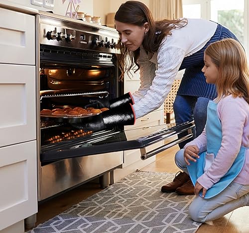 Miniatura 6 de Guantes resistentes al calor extremo 932F para parrilla Tansyan, guantes impermeables de manga larga para freidora, hornear, horno, ahumador,