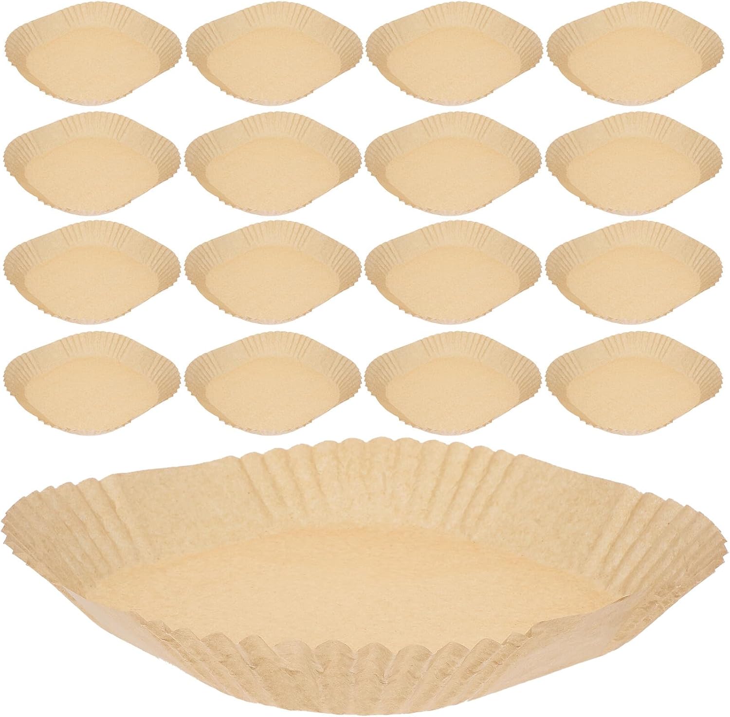 Artibetter Air Fryer Cooking Liner Baking Paper Liner Non-stick Heat-resistant Parchment Sheets for Airfryer and Oven, Brown Unbleached Paper, 300 Pieces, Suitable for French Fries and Baking