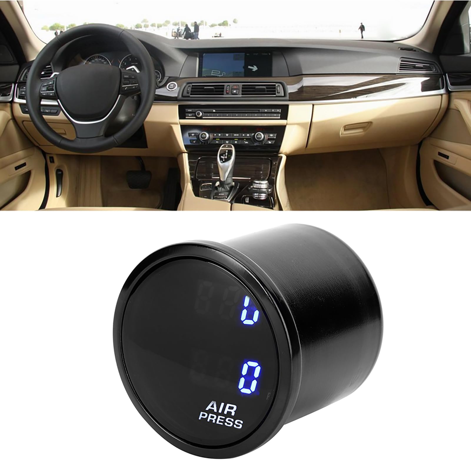 Kit manometro Boost Torvex, misuratore di pressione dell'aria PSI da 2 pollici LED display digitale blu Sensore di pressione turbo per supporto cruscotto auto