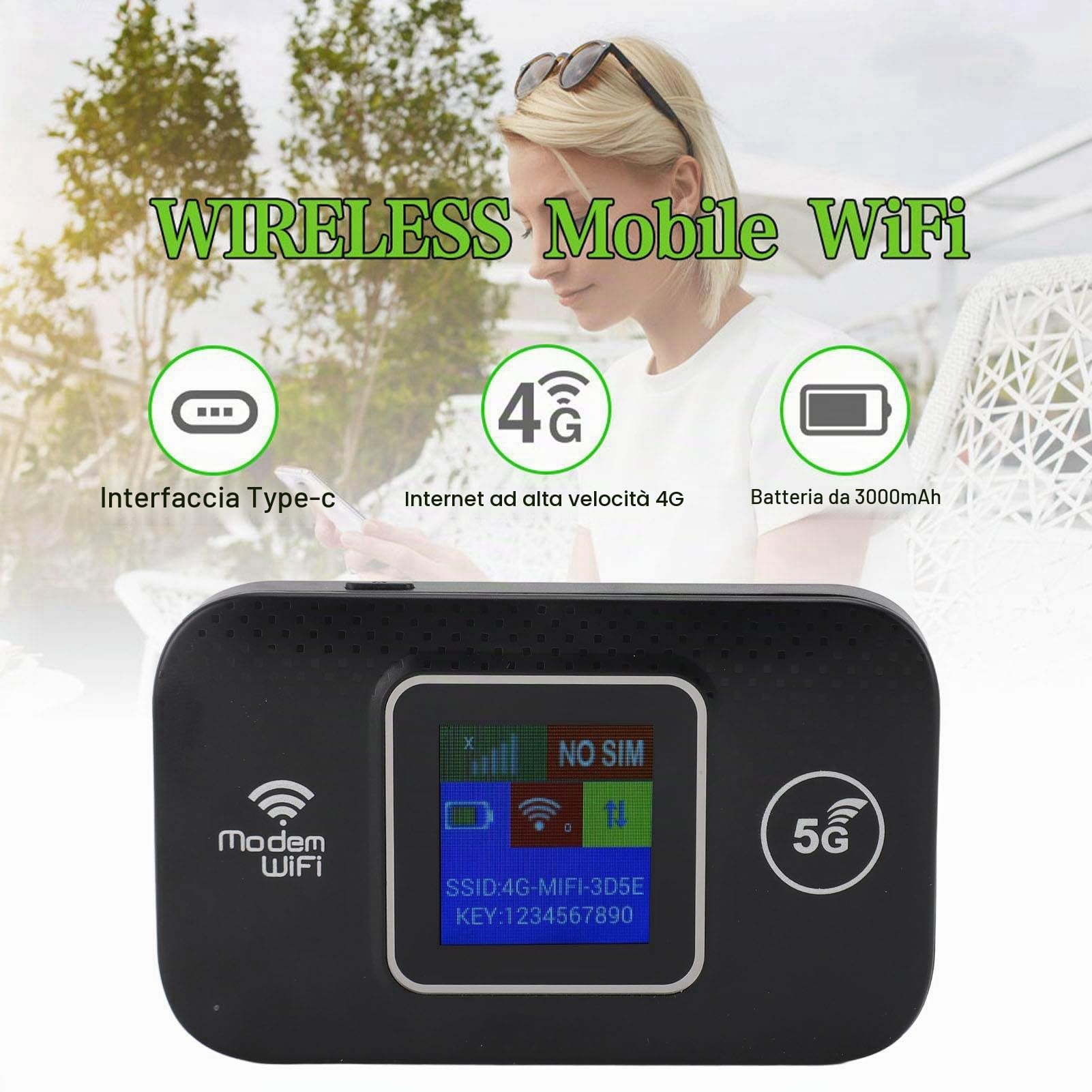 Sxhlseller Router WiFi Portatile 4G LTE per Viaggi, Hotspot Mobile Tascabile 4G Ad Alta velocità da 150 Mbps, Fino a 10 Dispositivi WiFi, Alimentazione USB, 4G B1/3/7/8/20/38/40/41