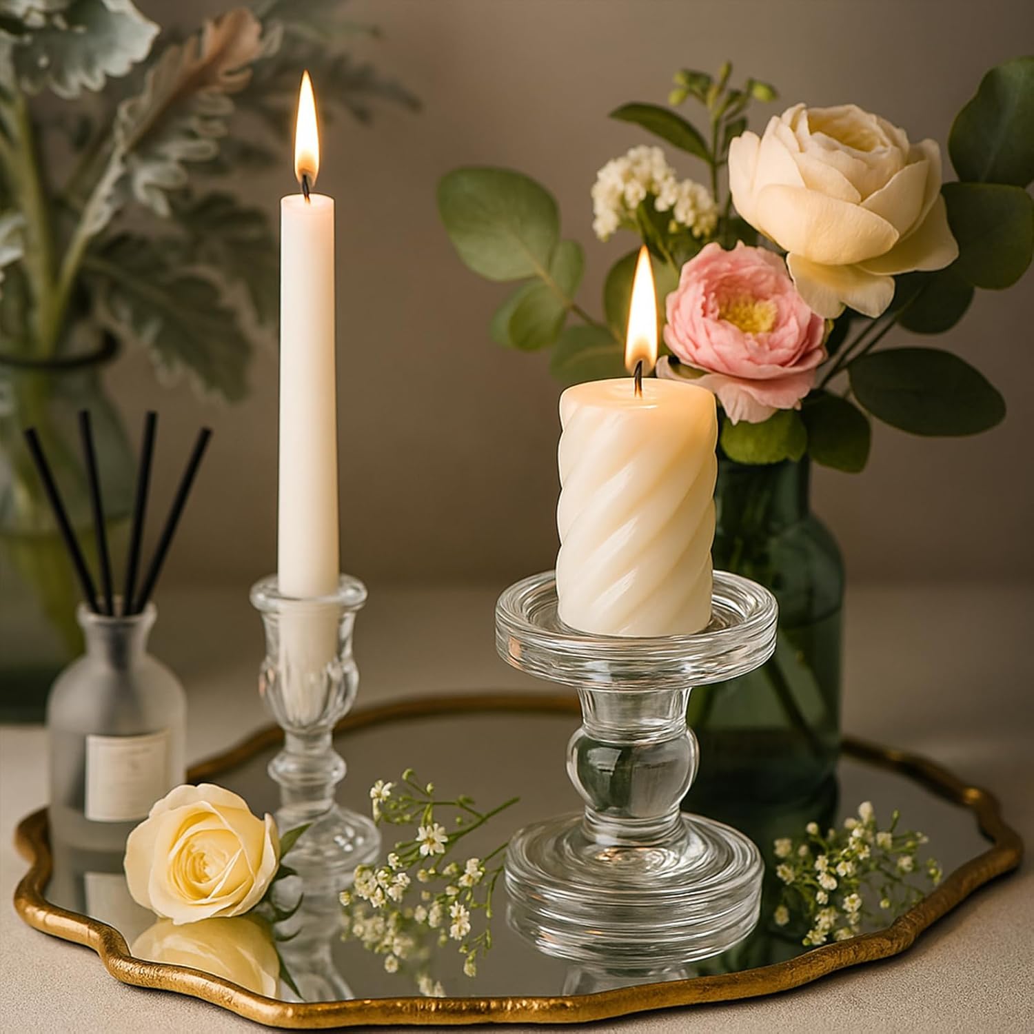 6 Pack Glass Candle Holders, Clear Candle Holder for Candlesticks, Bulk Candle Holders for Table Centerpiece for Wedding, Festival, Christmas, Party Decoration - Image 5