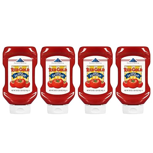Red Gold Ketchup, botella regular para apretar, botellas de 20 onzas (paquete de 4)