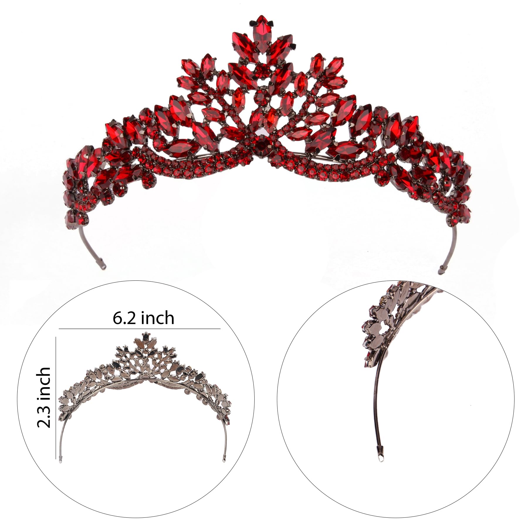 Damen Tiara Krone für Henna Hochzeit Party | Glitzer Haarschmuck für Braut | Anthrazit Design