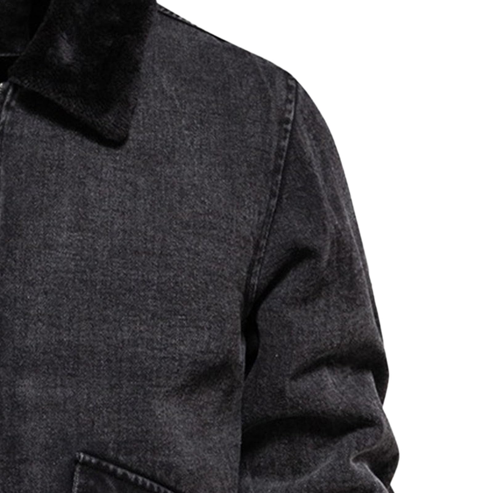 Genérico Otoño E Invierno para Hombre Solapa Clásica Forro Grueso Cálido Chaqueta Vaquera con Cremallera De Manga Larga Chaqueta Suelta Informal para Exteriores A Prueba De Frío