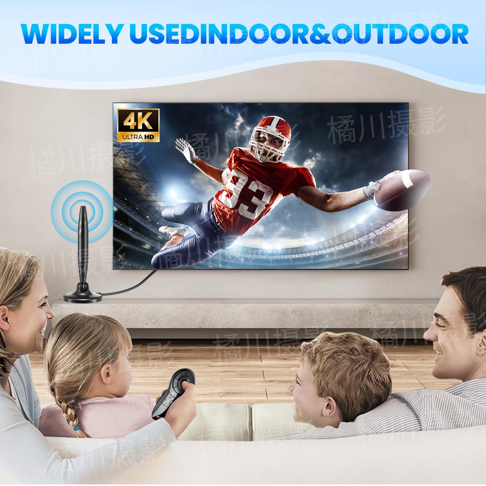 BIHPJD - Antenna TV HDTV con amplificatore 420 km - Ricezione 360° - 4K 1080p - Interna