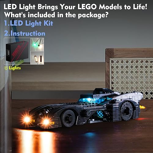 Miniatura 3 de Kit de luces LED para Lego Batmobile The Joker Chase 76224, accesorios de iluminación de bricolaje compatibles con Lego 76224 Toys Building Set para