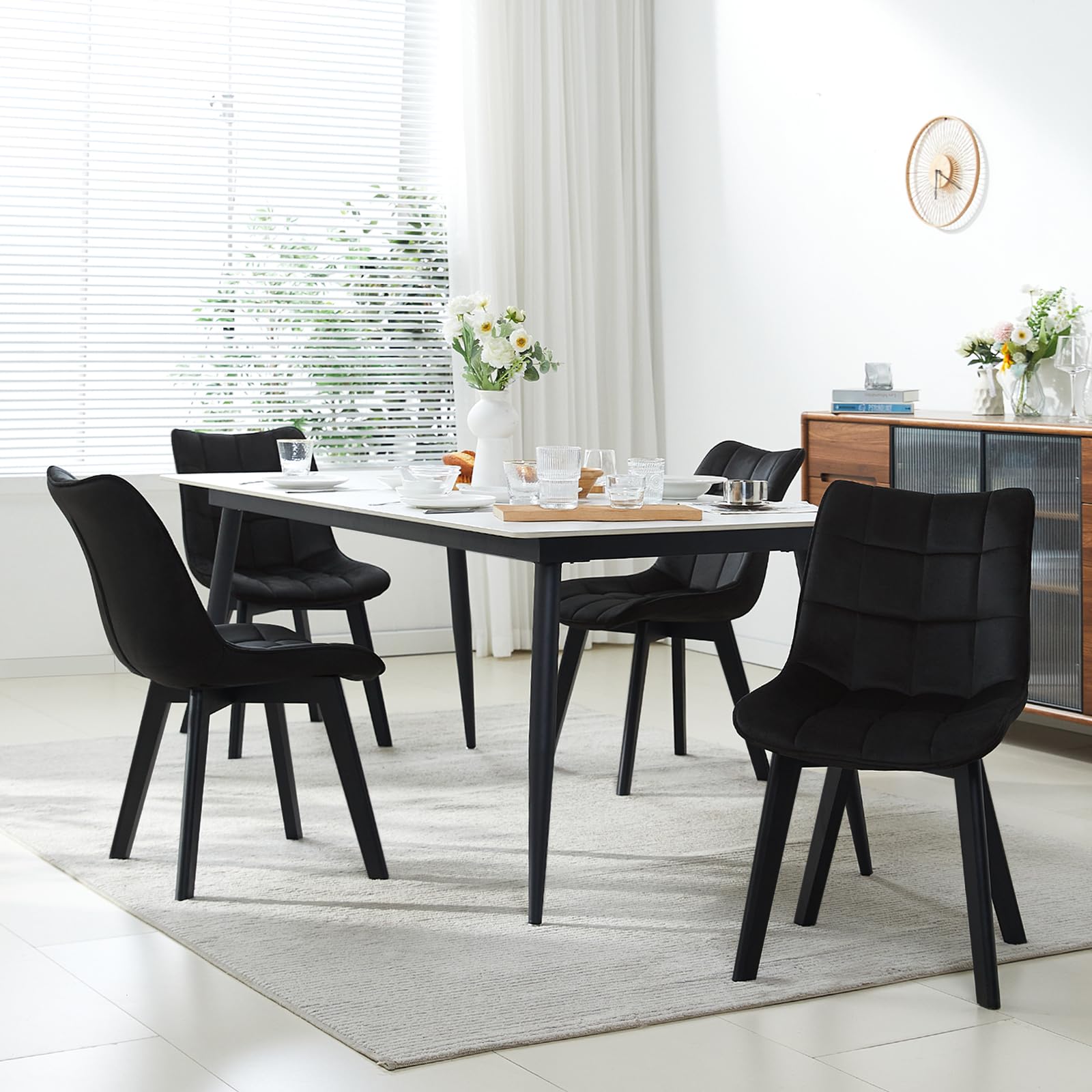 EUGAD Chaises de Salle à Manger Lot de 4,Noir