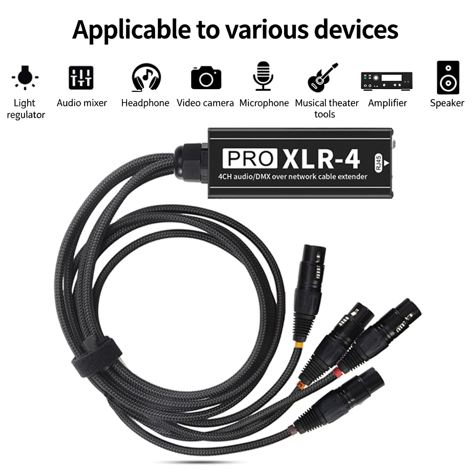 Convertidor auditivo XLR de múltiples interfaces, largo, boca pública | Carcasa de metal con estructura de blindaje para equipos de escenario profesionales y en vivo