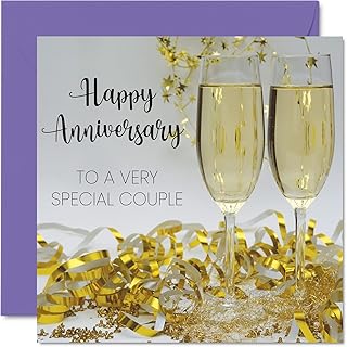 Cute Anniversary Card for Couple - Happy Anniversary Special Couple - Classy Wedding Anniversary Card for Women Men Her Him, 145mm x 145mm Greeting Cards for Fiance Fiancee