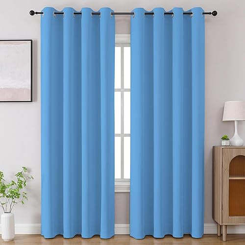 Miniatura 26 de CUCRAF Juego de 2 paneles de cortinas opacas negras de 54 pulgadas de largo, cortinas de oscurecimiento de habitación para sala de estar y