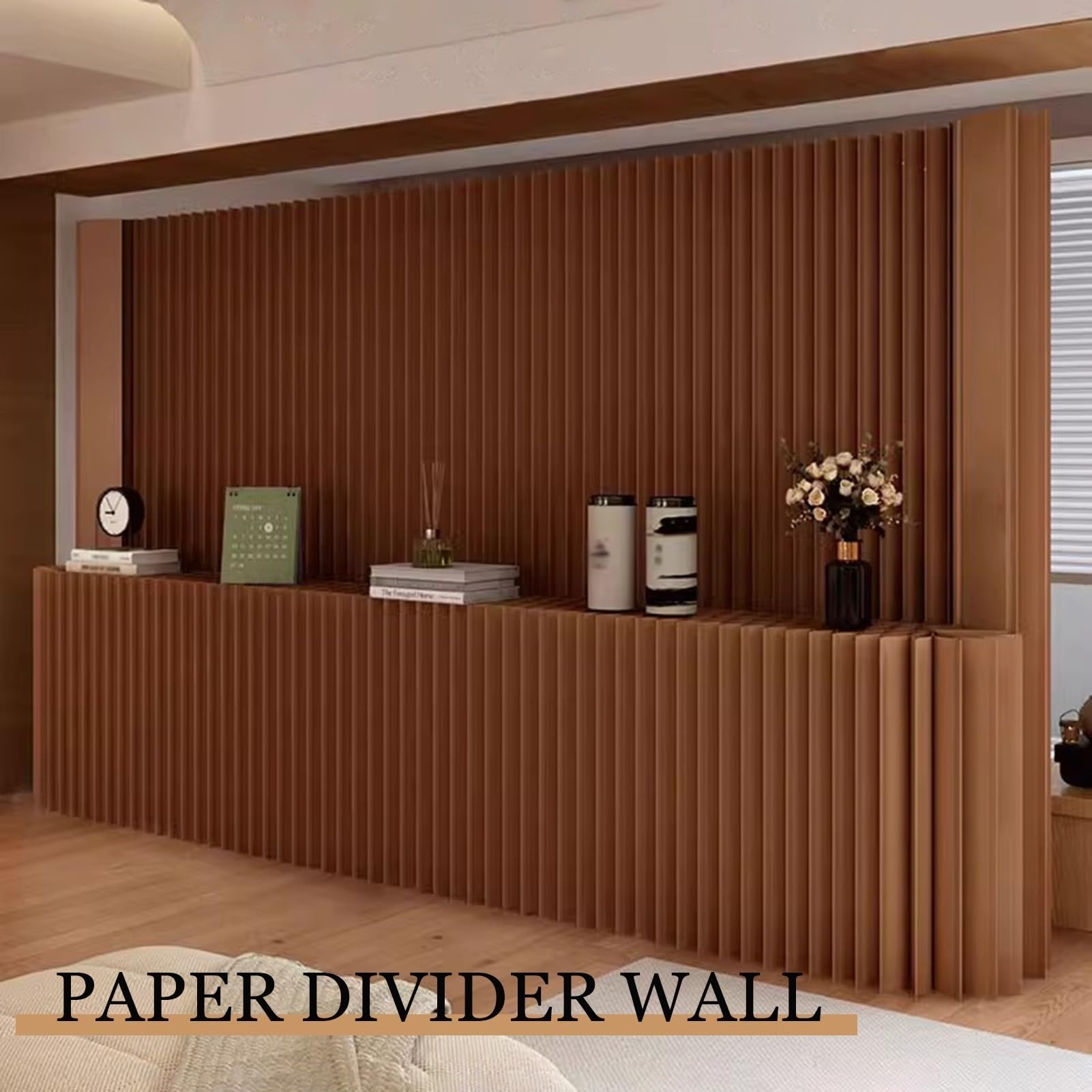 Divisori per ambienti, Parete divisoria moderna e creativa in carta kraft pieghevole for(6x1.5 m/19.69x4.92 ft)