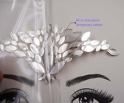 Miniatura 7 de Joyas de la cara para el maquillaje Festival Boda Cara Gemas Temporales Tatuajes Sirena Halloween Bindi Fusión Headpiece Body Jewellery bindi face