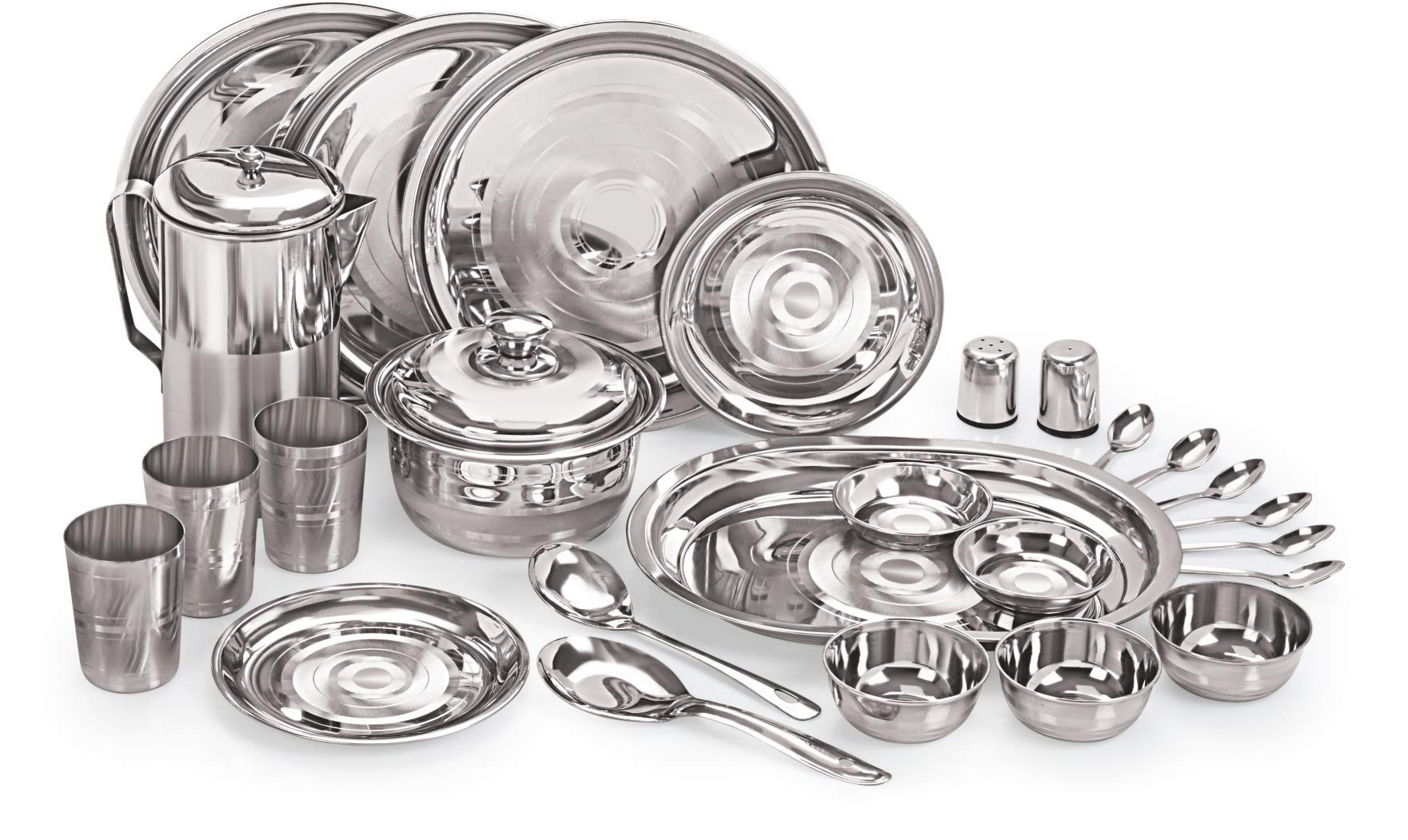 Neelam Stainless Steel 22 Gauge, 55 Pieces Diamond Touch Dinner