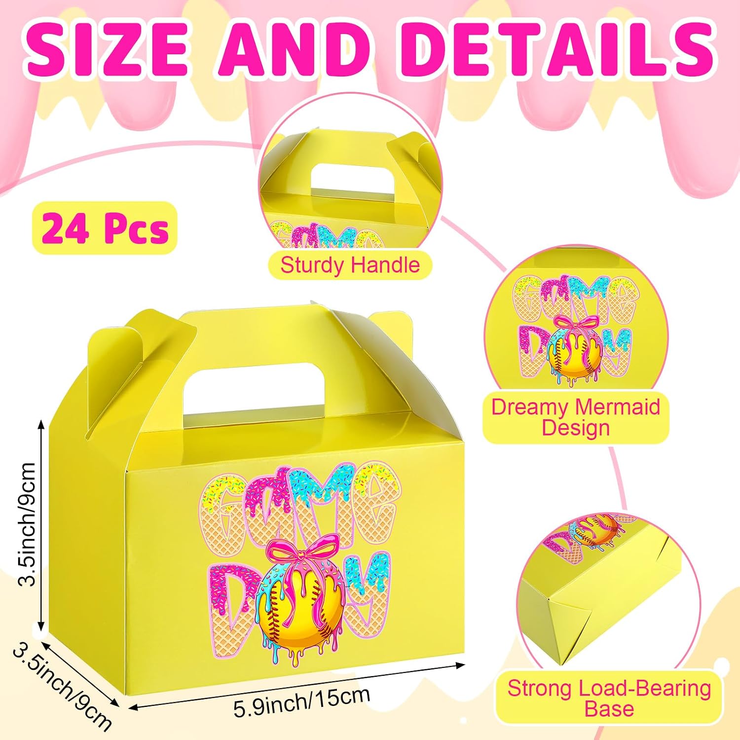 Booson 24 Pcs Softball Party Gift Treat Box Ice Cream Drip