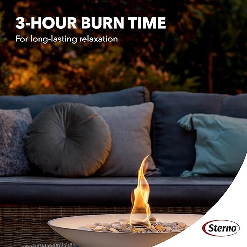 Miniatura 5 de Sterno Paquete de 12 combustibles de gel Firepit  3 horas de tiempo de combustión, sonidos realistas de madera crujientes  sin humo e inodoro, sin