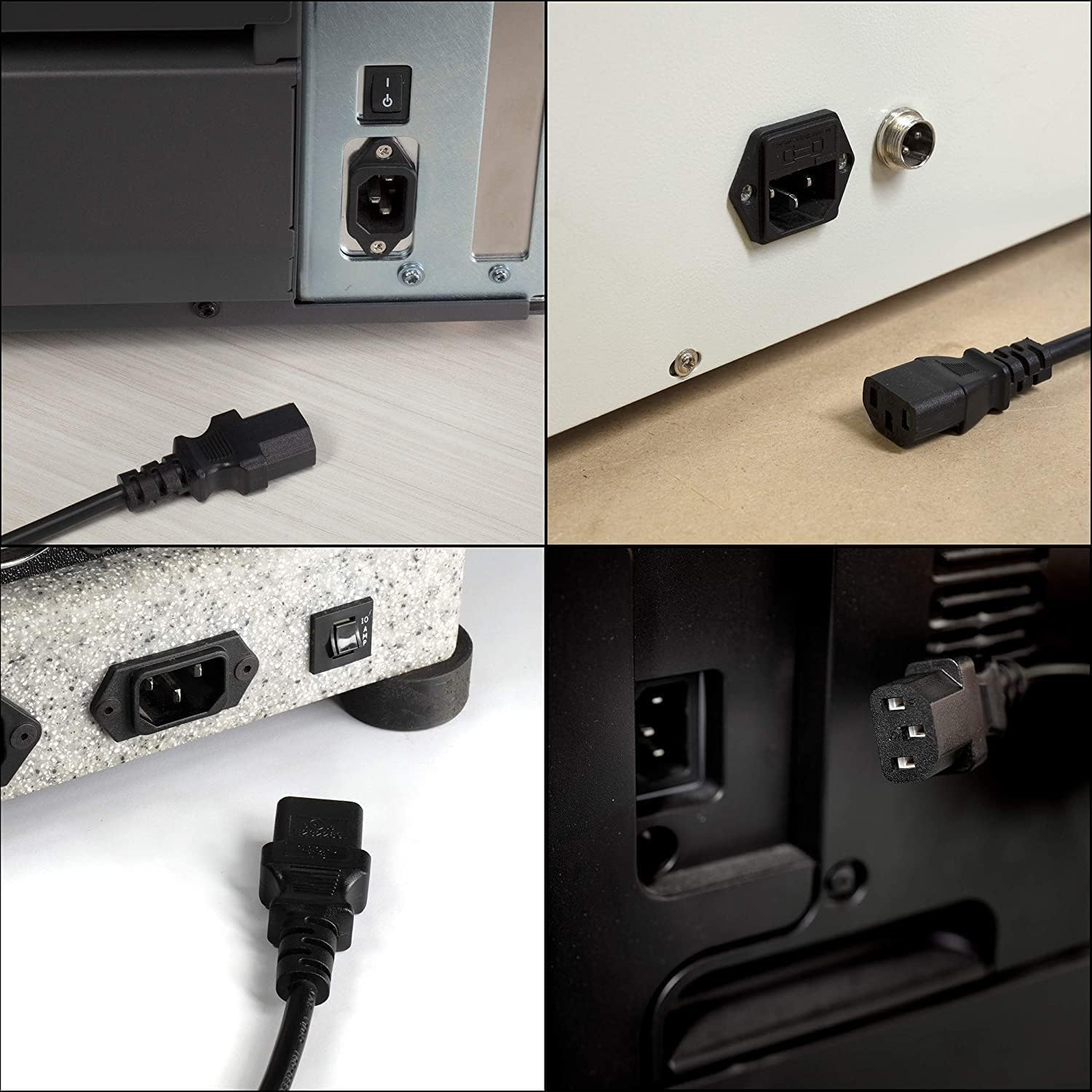 Various electronic devices with power cords connected