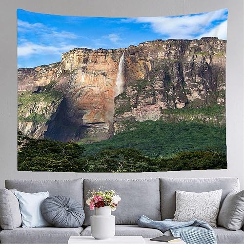 Miniatura 3 de GRETIFY Tapiz de naturaleza y paisaje para dormitorio, Parque Nacional Canaima, Cataratas de Ángel, Venezuela, tapices de arte de pared, decoración