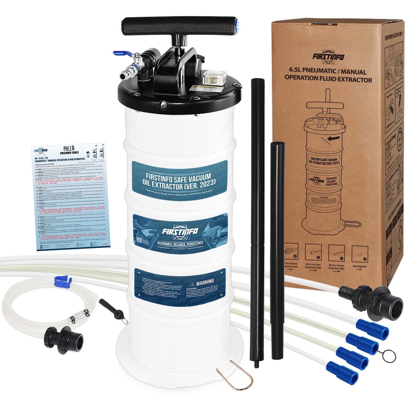 FIRSTINFO A1102EU | 6.5L | Manual and Pneumatic | Liquid Suction Pump | Oil Suction Pump