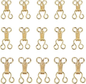 120 Pairs Sewing Hooks and Eyes Closure Gold Metal Bra Hooks Multi Size 17 mm 14 mm 12 mm Sew on Snaps for Clothing Copper Hooks Latch Bra Clothing Trousers Skirt Jackets Fasteners Sewing DIY Craft