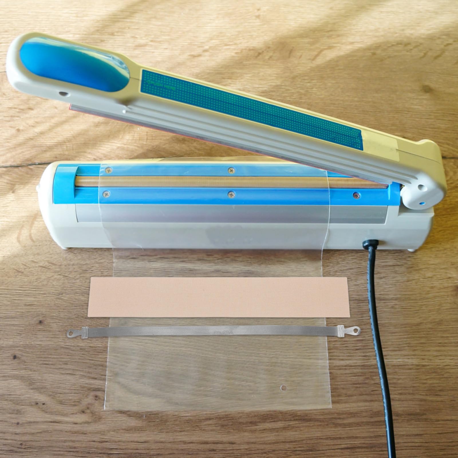 FUOYLOO Elemento Calefactor y Tira Calefactora 245 MM X 8 MM Kit de 4 Piezas para Selladora Bolsas Plástico Cable Calefactor Rápido para Envasado en Cocina y Hogar