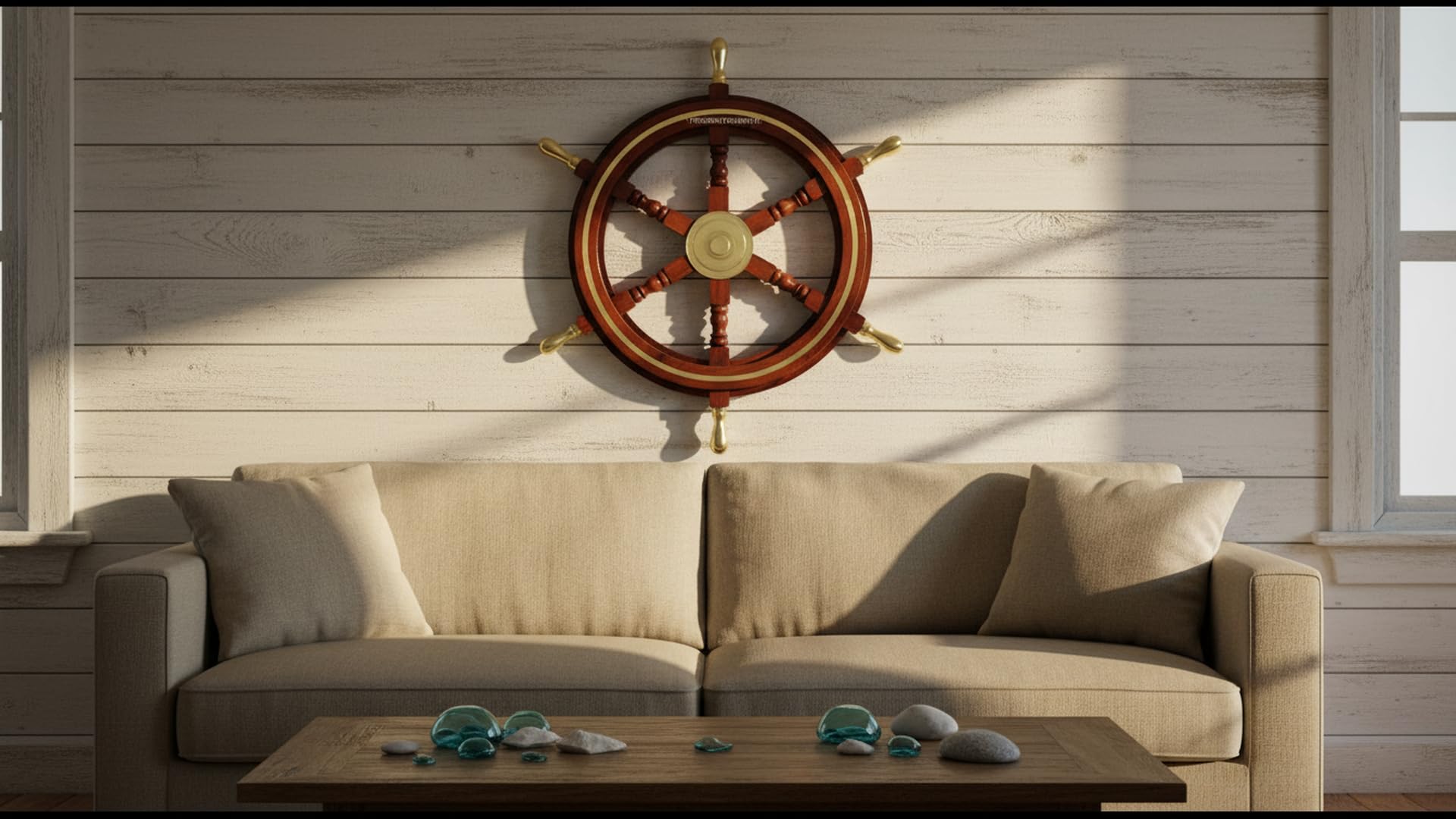 ThORINSTRUMENTS (mit Gerät) Nautischer Messinggriff Lenkrad Schiffsrad Piraten-Captain-Rad Heimdekoration 45,7 cm