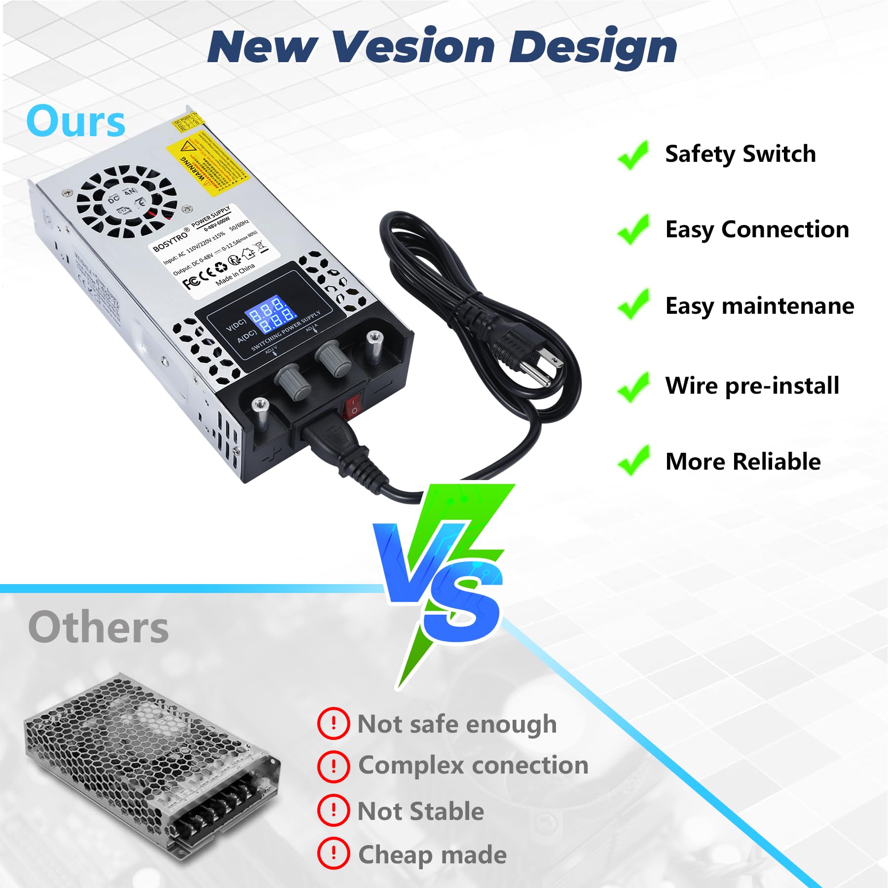 BOSYTRO 24V DC電源 1200W AC - DCコンバーターSMPS BOSYTRO 24V DC電源 1200W AC - DCコンバーターSMPS