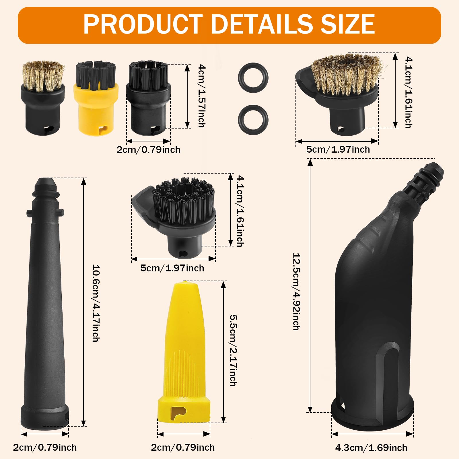 10 Pcs Steam Cleaner Attachments, Steam Cleaner Brush Head, Nylon Plastic Steam Cleaner Accessories for SC1 SC2 SC3 SC4 SC5, Brush Nozzle for Cleaning Seam Corner Edge