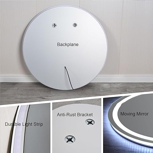 Miniatura 5 de Espejo de tocador con luces, espejo de tocador LED antivaho montado en la pared, memoria, botón táctil inteligente, a prueba de roturas