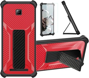 Aroepurt Case for brondi Amico Smartphone+ Plus Phone Case Stand Cover [with Tempered Glass Screen Protector] Hybrid Case [Folding Support Magnetic] [Frosted Anti-Fingerprint] Red