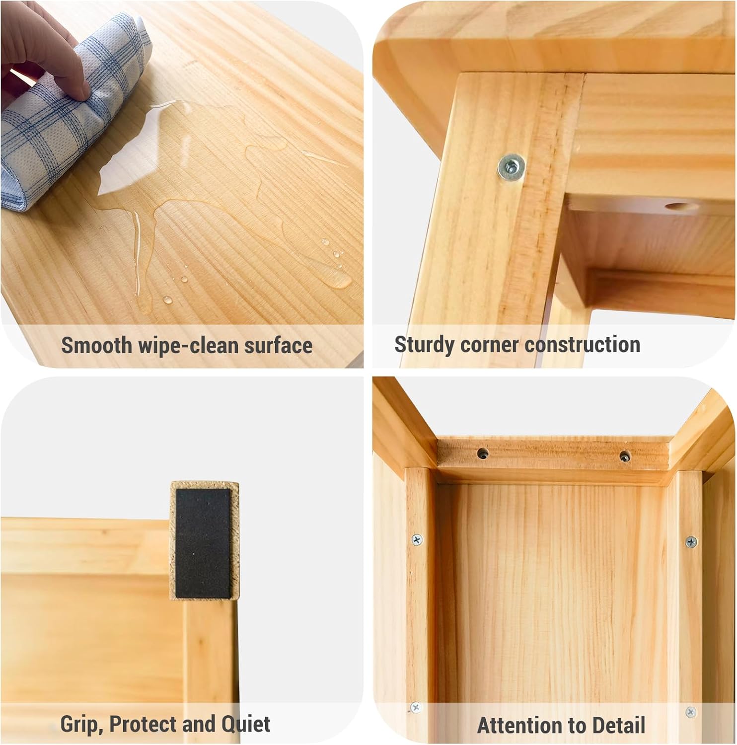 Wooden End Table Side Table Tall Seat Stool Dining Piano Stool wooden Plant Stand indoor bedside table Nightstand Plant Table Flower Pot Stand for Living Room Bathroom Bedroom Kitchen (Natural)