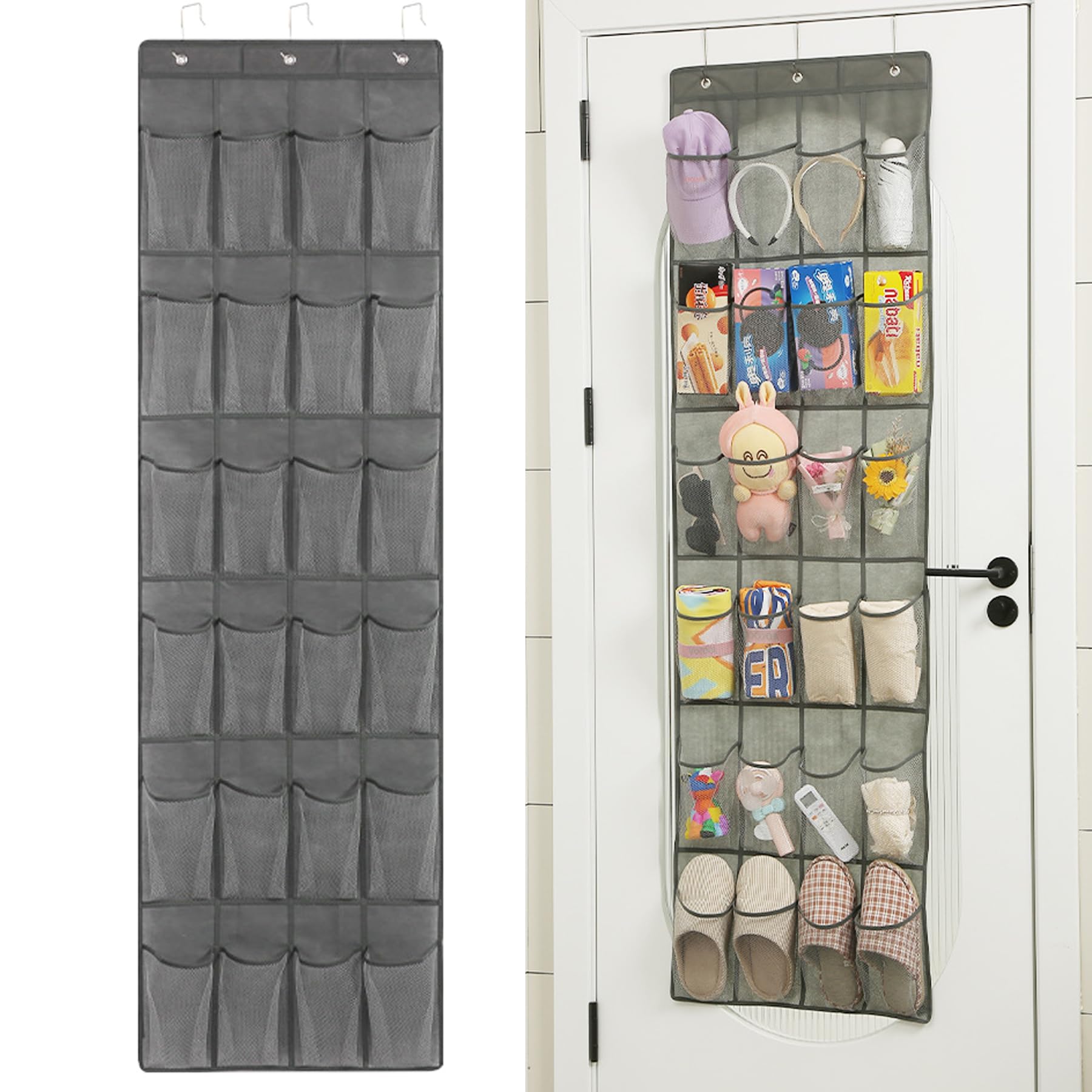170x42x15 Cm Hängeorganizer Mit 8 Regalen – Tür Organizer Für Kuscheltiere, Kleidung & Mehr, Grau