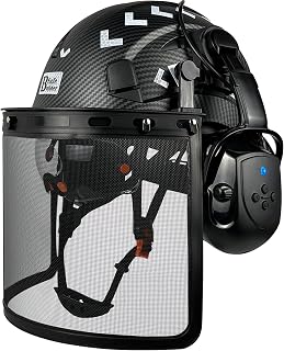 SAFEBUILDER Forestry Chainsaw Tree Work Safety Helmet Vented Hard Hats w/Visor Bluetooth Ear Muffs Face Shield Outdoor Har... Price In India