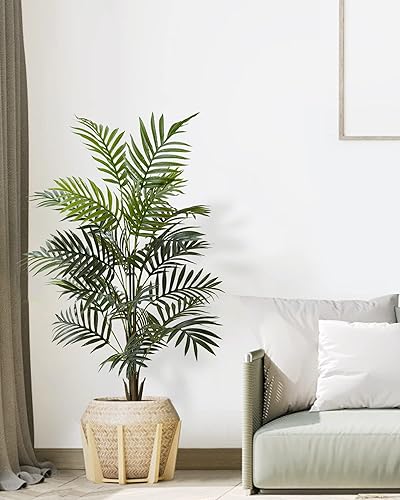 Miniatura 4 de Fuxdre Plantas artificiales de palmera areca artificial, palmera tropical de seda, planta falsa de tacto real para decoración de interiores y