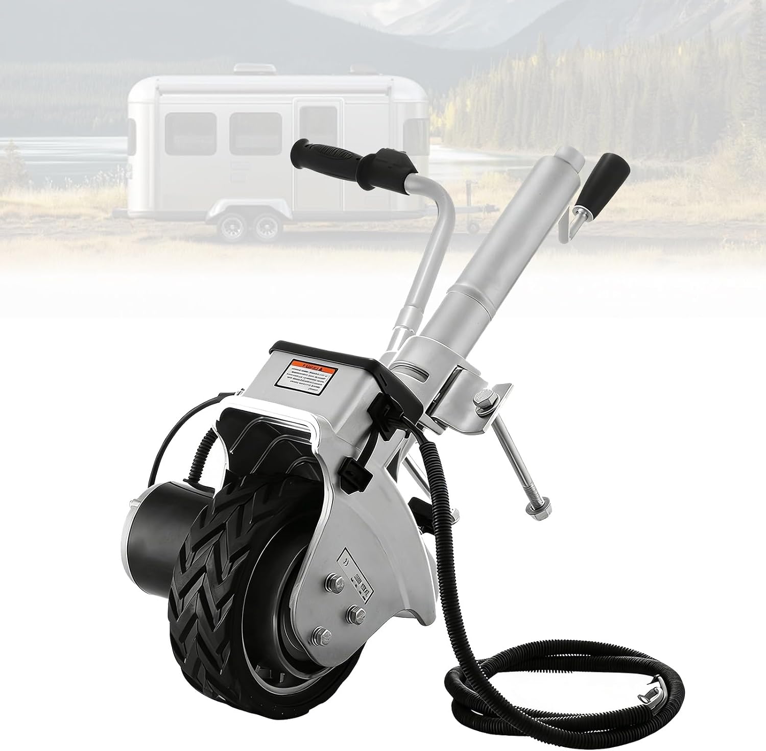 350W 12V Electric Motorized Jockey Wheel, 5000lbs Towing Capacity, 8'' Rubber Tire for Moving Trailer Caravan Boat, Safety & Durability