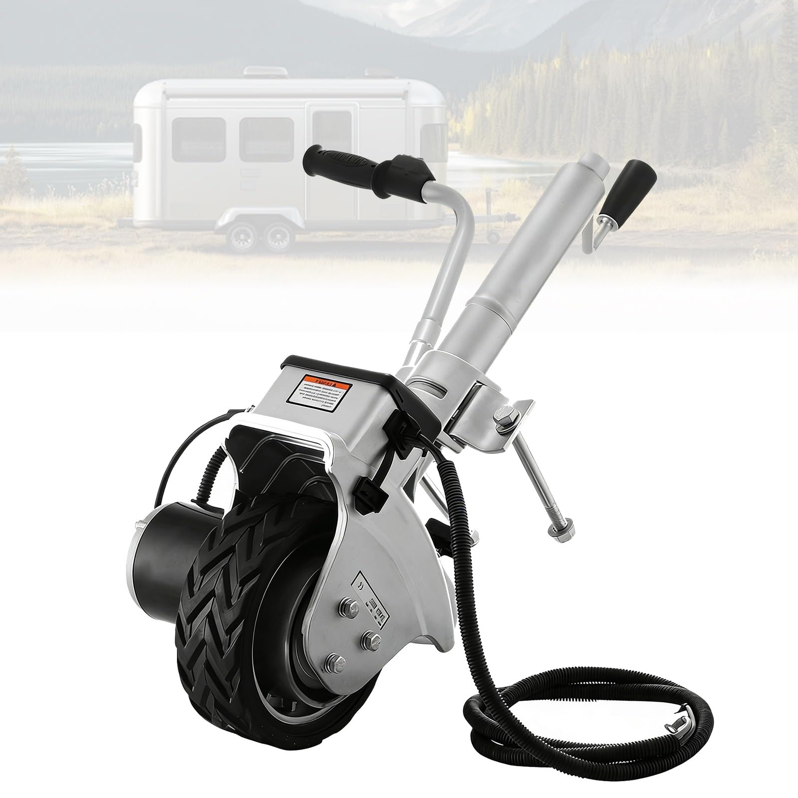 Rueda Jockey Motorizada Eléctrica 350W 12V, Capacidad de Remolque 2270kg, Neumático de Goma de 8'' para Mover Remolques, Caravanas y Barcos, Seguridad y Durabilidad