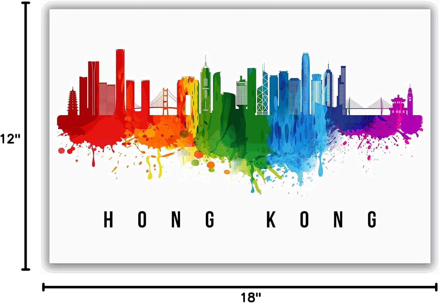 Hong Kong Skyline China Poster, Hong Kong Cityscape Painting, Hong Kong China Poster, Cityscape and Landmark Print, Home Wall Art, Office Wall Decor