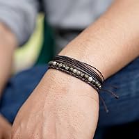 Vista 324 de Handmade Natural Stone Beaded Healing Bracelet Gift for Men Adjustable Rope String Bracelet